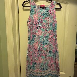 Lilly Pulitzer Vibrant Pink and Blue Midi Dress
